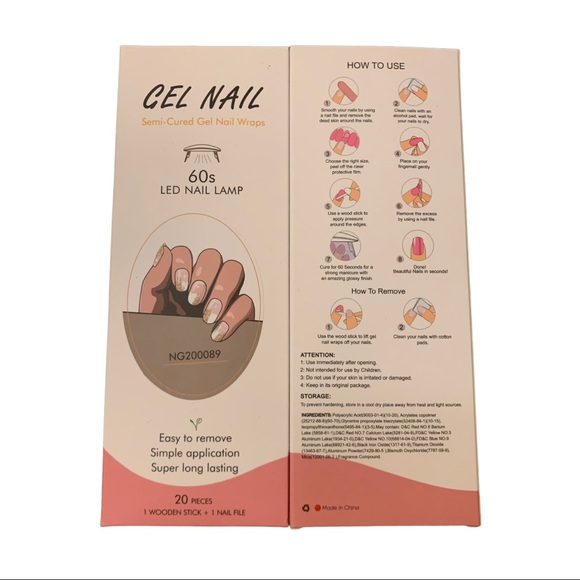 5/$25! Gel Nail Semi-Cured Gel Nail Wraps with wooden stick & Nail file - Picture 2 of 4